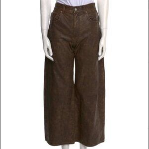 We The Free Wide Leg Pants Brown Cropped with High-Rise Waist Size XS (25)